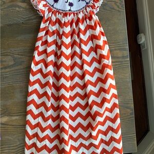 Orange and White Chevron Dress